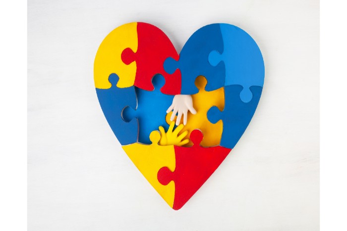 life of a disability support worker: coloured puzzle heart with hands