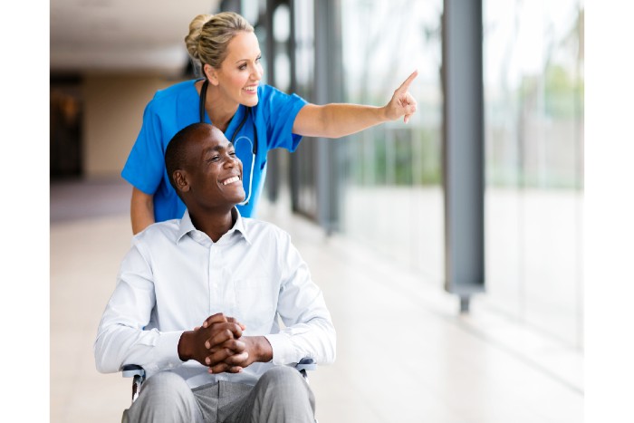 working with people living with disabilities: care person with patient